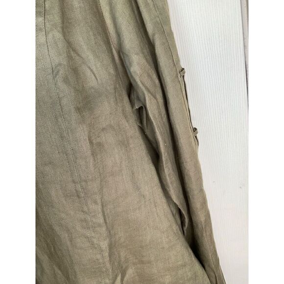 Richard Malcolm Woman Irish Linen Button Front Army Green 1X Lagen Boxy Boho - Picture 5 of 9